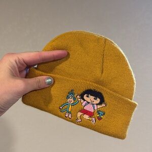 Nickelodeon Mustard Beanie with Cartoon Characters Dora and Boots